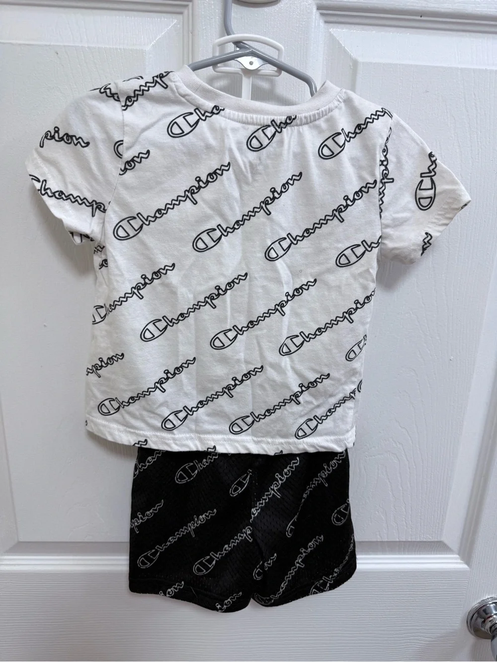Champion Kids Logo Tee & Shorts Set - White & Black, Size 24 months